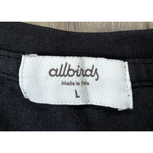 Allbirds Men's L Black Soft Merino Wool Blend Tee Short Sleeve Front Pocket - Picture 7 of 10